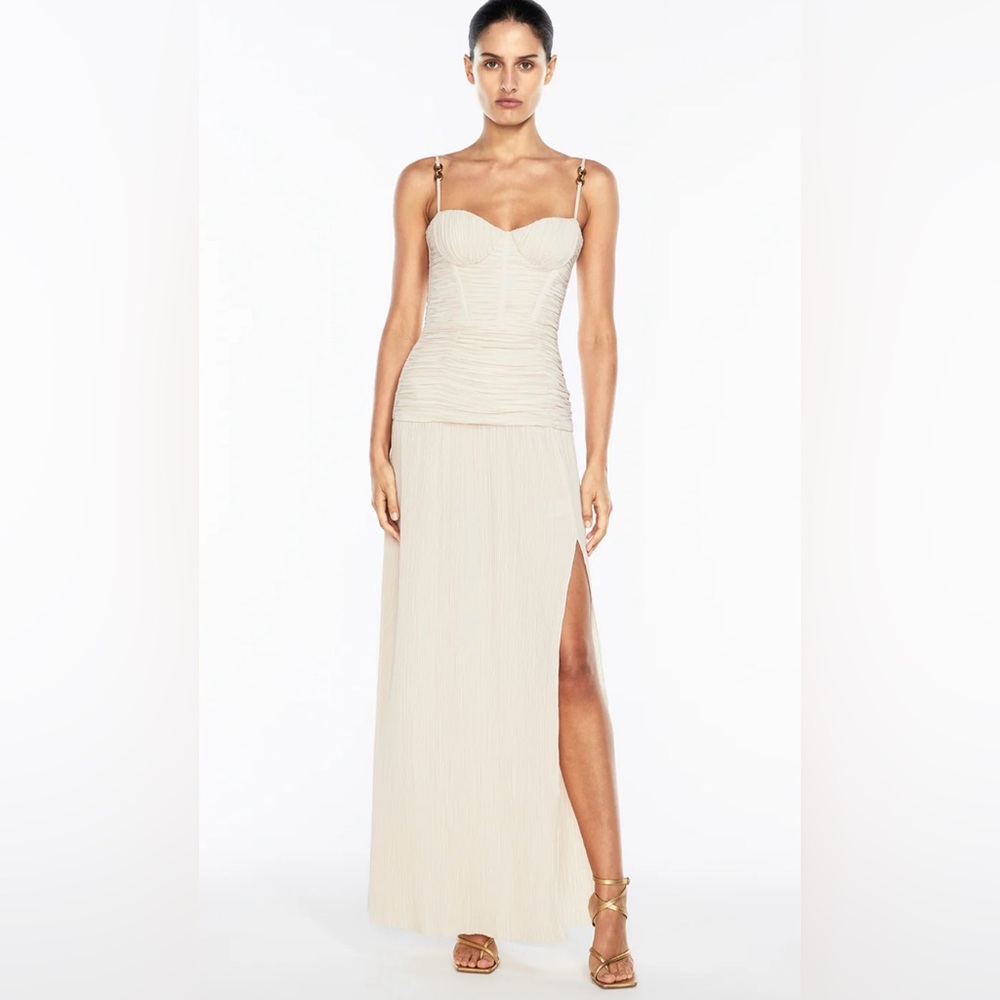MANNING CARTELL DOUBLE TIME PLEAT DRESS - NOUGAT US SIZE 4